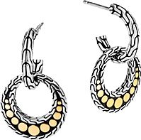 Sterling Silver & 18K Yellow Gold Dot Circle Drop Earrings