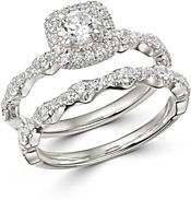Diamond Engagement Ring & Band Set in 14K White Gold, 1.0 ct. t.w. - 100% Exclusive