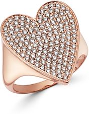 Pave Diamond Heart Ring in 14K Rose Gold, 1.0 ct. t.w. - 100% Exclusive