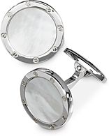 Sterling Silver and Mother-of-Pearl Rivet Detail Cufflinks