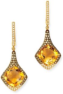 Citrine, Diamond & Yellow Sapphire Drop Earrings in 14K Yellow Gold - 100% Exclusive