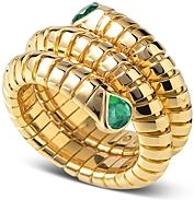 18K Yellow Gold Trisola Emerald Ring