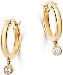 Diamond Drop Huggie Hoop Earrings in 14K Gold, 0.03 ct. t.w.
