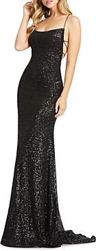 Lace-Up Sequin Gown