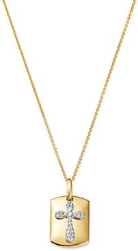 Diamond Cross Dog Tag Pendant Necklace in 14K Yellow Gold, 18, 0.10 ct. t.w. - 100% Exclusive