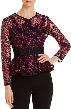 Emporio Armani Belted Mesh Peplum Jacket