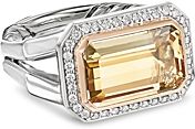 Novella Statement Ring with Champagne Citrine, Diamonds & 18K Rose Gold