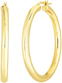 18K Yellow Gold Oro Classic Polished Hoop Earrings