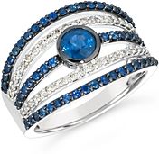 Sapphire & Diamond Multi Row Ring in 14K White Gold - 100% Exclusive