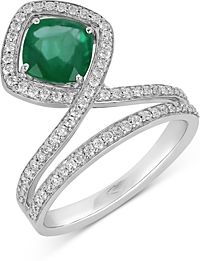 18K White Gold Spectrum Emerald & Diamond Statement Ring