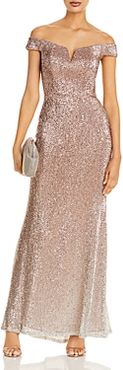 Ombre Sequin Off-the-Shoulder Gown - 100% Exclusive