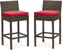 Conduit Outdoor Patio Wicker Rattan Bar Stool, Set of 2