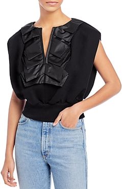 Sleeveless French Terry Top with Ruffle Detail