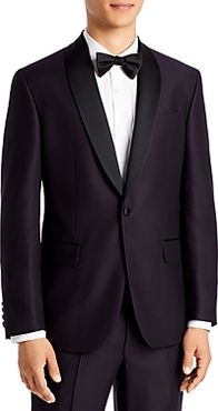 Josh Dark Purple Textured Solid Regular Fit Tuxedo Jacket