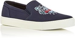 Tiger Embroidered Slip On Sneakers