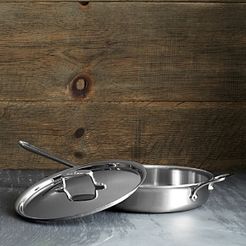 All Clad d5 Stainless Brushed 3 Quart Saute Pan with Lid