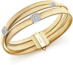 18K Yellow Gold Masai Three Strand Crossover Diamond Bracelet