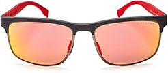 Hugo Boss Men's Carbon Mirrored Polarized Rectangle Sunglasses, 58mm