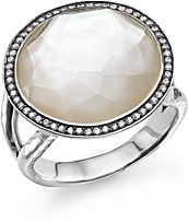 Sterling Silver Stella Lollipop Ring in Mother-of-Pearl Doublet with Diamonds