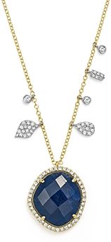 14K White & Yellow Gold Sapphire & Diamond Pendant Necklace, 18