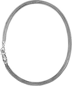 Sterling Silver Legends Naga Triple Chain Necklace with Sapphire Eyes