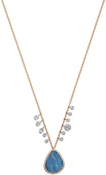 14K White & Rose Gold Opal & Diamond Pendant Necklace, 16