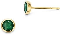 Emerald Bezel Stud Earrings in 14K Yellow Gold - 100% Exclusive