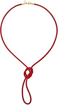 18K Yellow Gold Classic Red Leather Cord Necklace, 32