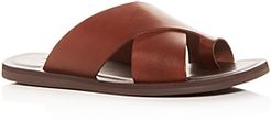 Ideal Leather Toe-Ring Slide Sandals