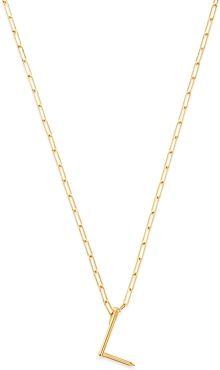 14K Yellow Gold Large Nail Initial Necklace, 18