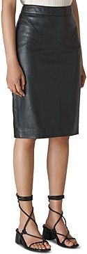 Kel Leather Knee-Length Pencil Skirt