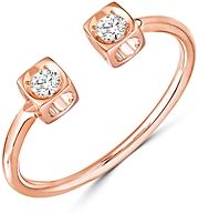 18K Rose Gold Le Cube Diamant Open Ring with Diamonds