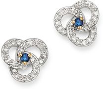 14K Yellow Gold Diamond & Sapphire Petals Stud Earrings