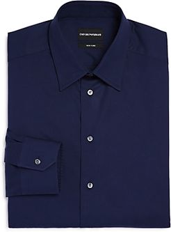 Emporio Armani Solid Twill Regular Fit Dress Shirt