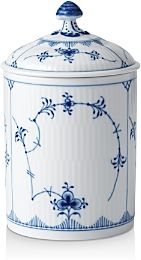 Blue Fluted Lidded Jar