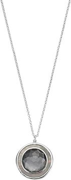 Sterling Silver Ondine Hematite, Clear Quartz & Black Shell Medium Circle Pendant Necklace, 18