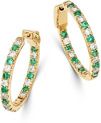 Emerald & Diamond Inside Out Hoop Earrings in 14K Yellow Gold - 100% Exclusive