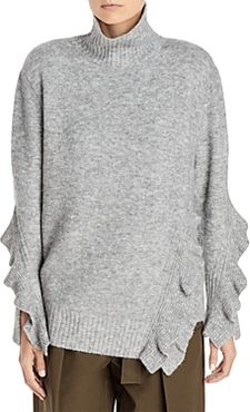 Ruffled Turtleneck Sweater