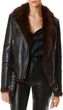 Vivienne Shearling Collar Leather Jacket