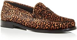 Leopard Print Calf Hair Penny Loafers