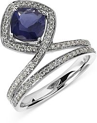 18K White Gold Spectrum Iolite & Diamond Statement Ring