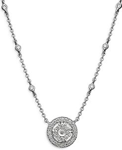 18K White Gold Diamond Flower Pendant Necklace, 16