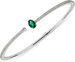 18K White Gold Spectrum Emerald & Diamond Cuff Bracelet