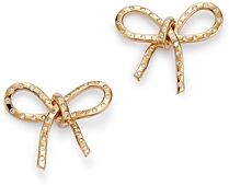 18K Yellow Gold Diamond Bow Stud Earrings