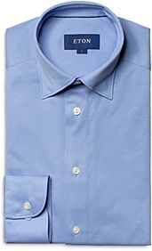 Cotton Pique Solid Slim Fit Casual Shirt