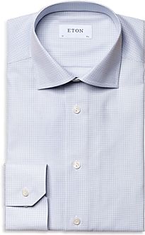 Cotton Stretch Micro Check Slim Fit Dress Shirt