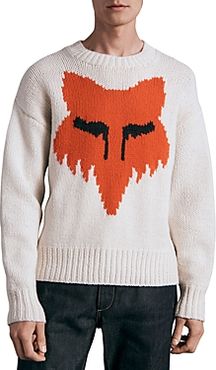 Wool Fox Head Relaxed Fit Crewneck Sweater