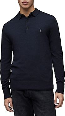 Mode Merino Wool Solid Long Sleeve Polo Shirt