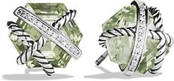 Cable Wrap Earrings with Prasiolite and Diamonds