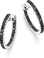 Black Diamond Inside Out Hoop Earrings in 14K White Gold, .85 ct. t.w. - 100% Exclusive